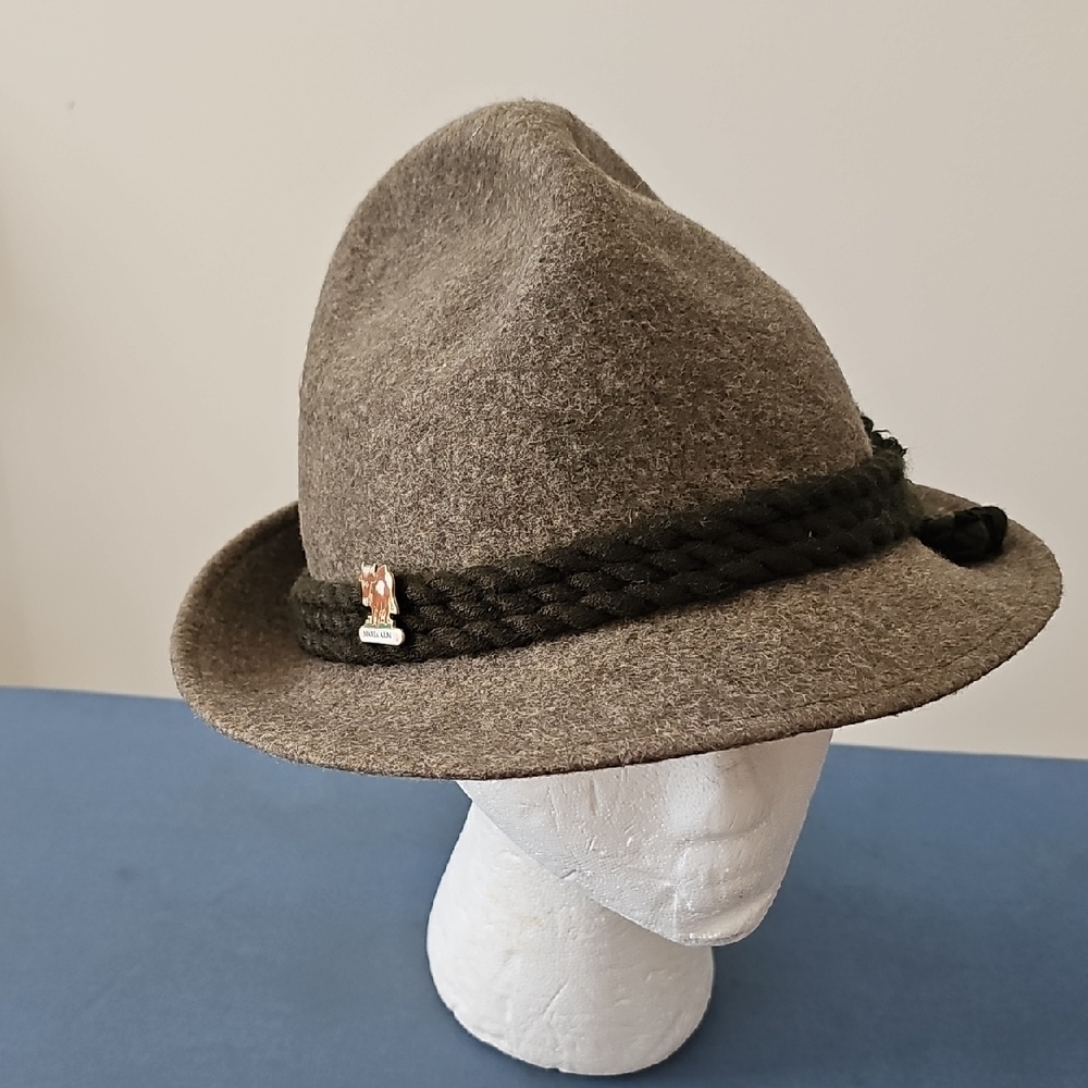 Gray/olive Wool Fedora Hat. 3 Corner. Rope Trim. By REGENFEST PIRSCHFEST